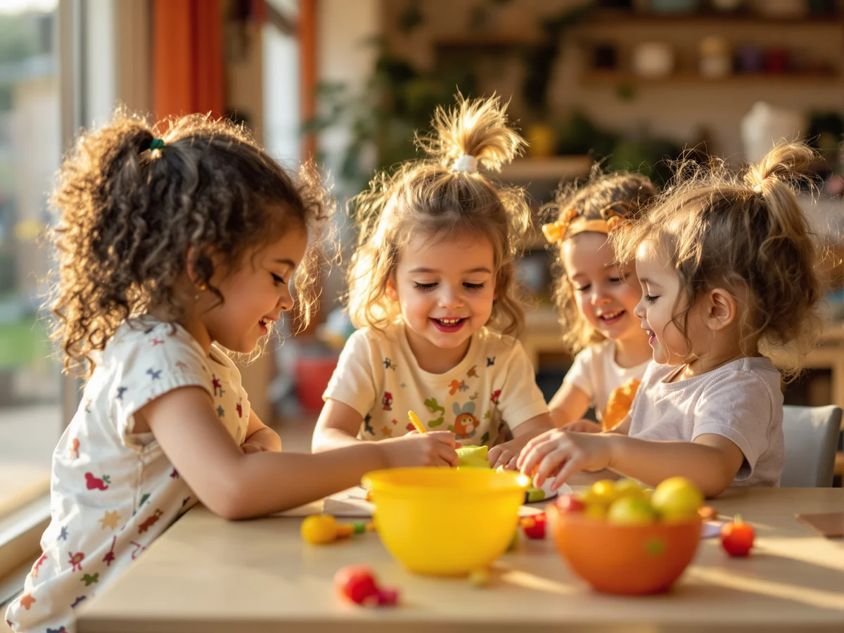 Preschool classroom showing safe, prepared environment with trained staff and children engaged in activity