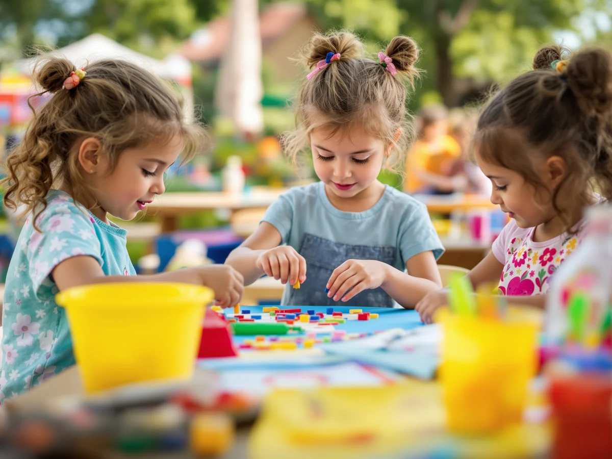 A child's hands covered in colorful paint during an art activity.