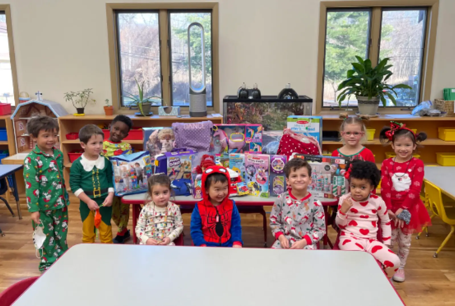 Preschool children learning together in a classroom