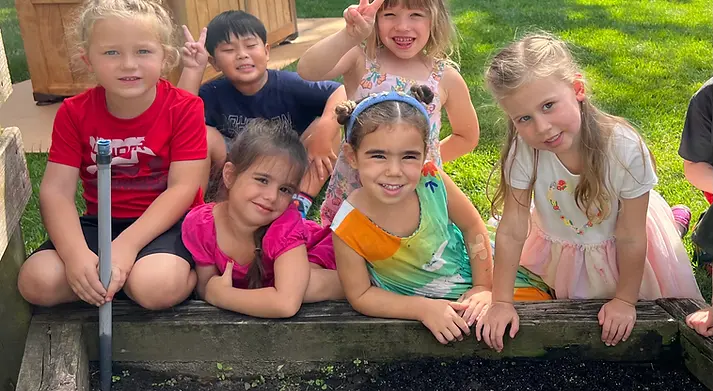 Preschool children playing outside