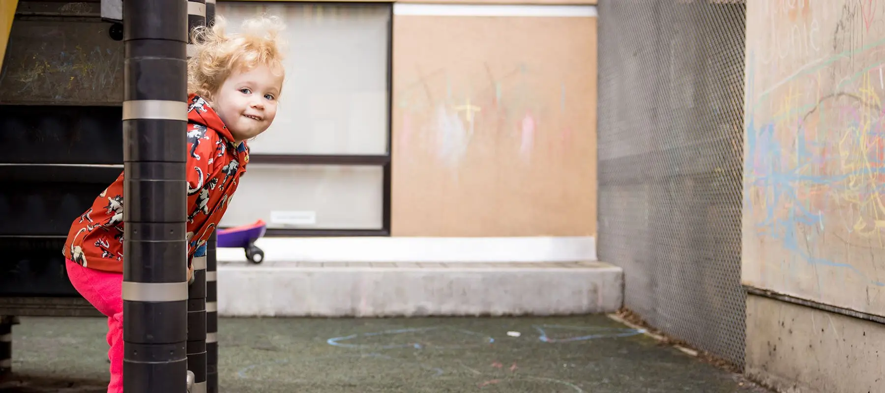 An individual activity in the outdoor play area