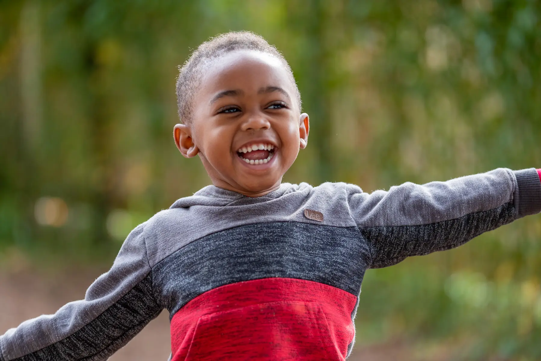 An individual activity in the outdoor play area